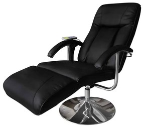 vidaXL Cadeira de massagens couro artificial preto