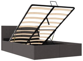 Cama hidráulica c/ arrumação 140x200cm tecido cinzento-escuro