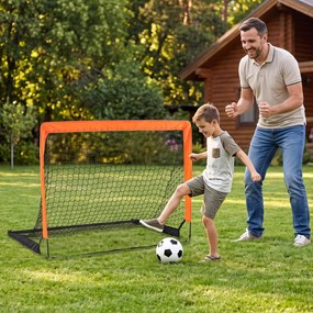 Conjunto de 2 Balizas de Futebol Infantis Pop-up, 114 x 96,5 x 99,5 cm, Postes de Fibra de Vidro