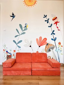 Sofá-Cama de 2 Lugares Puzzle – Laranja – 140x46x70 cm