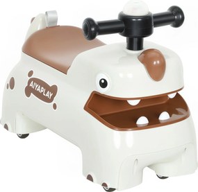 AIYAPLAY Carrinho de passeio, design de dinossauro, volante, luzes, sons, 4 rodas, Creme branco+Marrom | Aosom Portugal