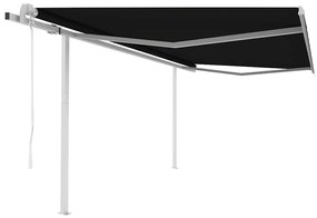 Toldo retrátil automático com postes 4,5x3 m antracite