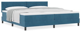 Cama Box Spring com Colchão Azul Escuro 200x200 cm Veludo