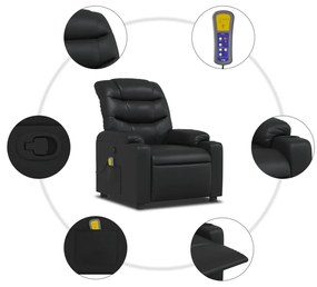 Poltrona de massagens reclinável couro artificial preto