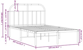Estrutura de cama com cabeceira 120x200 cm metal branco