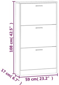 Sapateira 59x17x108 cm derivados de madeira cinzento cimento
