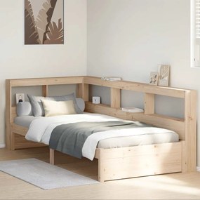 Cama com estante sem colchão 75x190 cm pinho maciço