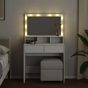 Toucador com LED 80x41x134,5 cm branco
