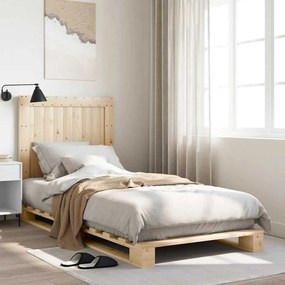 Estrutura de cama com cabeceira 90x200 cm pinho maciço