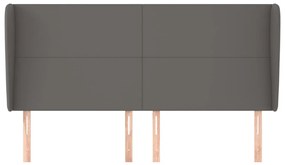 Cabeceira cama c/ abas couro artif. 183x23x118/128 cm cinzento