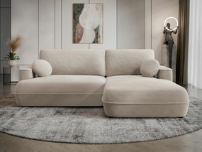 Sofá de canto Magal I, Cama com arrumação, 260x168x87cm, 129 kg, Pernas: Plástico