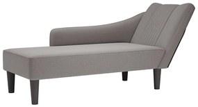 Chaise lounge com apoio de braço direito em tecido cinza