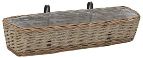 Floreira de varanda 2 pcs 80 cm vime com forro em PE