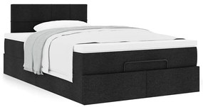 Cama otomana com colchão 120x190 cm tecido preto