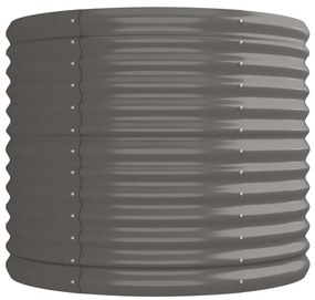 Canteiro elevado jardim 224x80x68cm aço revestido a pó cinzento