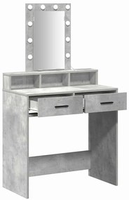 mesa de maquilhagem vidaXL com luzes LED cinza de betão 79x41x140 cm