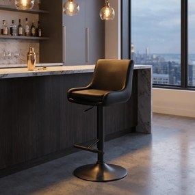 Banco de Bar de couro sintético Preto