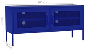 Móvel de TV aço 105x35x50 cm azul-marinho