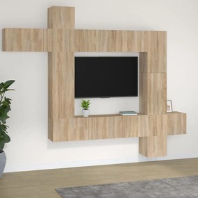 Conjunto móveis de TV 9 pcs madeira processada carvalho sonoma