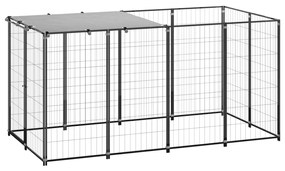 vidaXL Canil para cães 2,42 m² aço preto