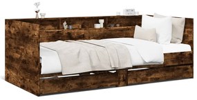 vidaXL Sofá-cama com gavetas sem colchão 75x190 cm carvalho fumado