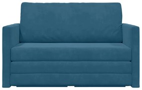 Sofá de chão-cama 2 em 1 Azul 124x204x61 cm Veludo
