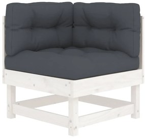 Sofás de canto com almofadões 2 pcs pinho maciço branco