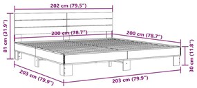 Estrutura de cama 200x200 cm derivados madeira/metal