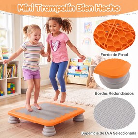 Minitrampolim Infantil, 65 x 65 x 13 cm, Superfície Antiderrapante, Laranja