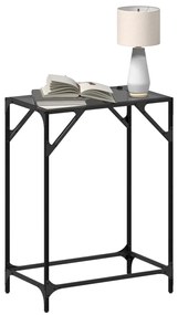 Mesa consola com tampo em vidro preto 60x35x81 cm aço