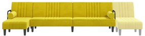 Sofá-cama em forma de L 260x140x70 cm veludo amarelo