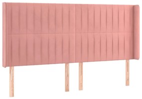 Cama box spring c/ colchão/LED 180x200 cm veludo rosa