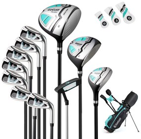 Conjunto completo de tacos de golfe feminino com bolsa para tacos, conjunto completo inclui driver nº 1 460CC e híbrido vermelho