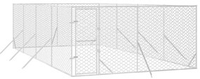 Canil de exterior 4x8x2 m aço galvanizado prateado