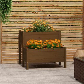 vidaXL Vaso/floreira 84,5x84x75 cm pinho maciço castanho-mel