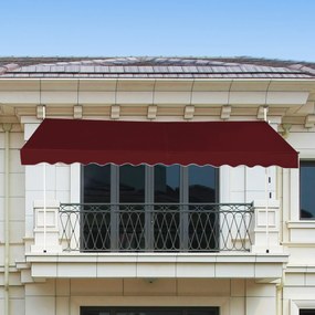 Toldo 350 x 125 cm Exterior telescópico Altura Ajustável 2-3 m com Manivela e Resistente às Intempéries Toldo Manual para Jardim e Varanda Cor Vinho