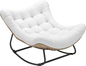 Outsunny Cadeira de Balanço de Jardim Cadeira de Balanço em Forma de Ovo com Almofada Acolchoada 98x111x74 cm Creme | Aosom Portugal