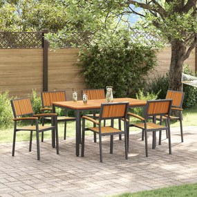 vidaXL Conjunto de Jantar de Jardim 7 Peças em Madeira Sólida de Acácia e Metal
