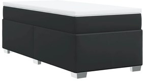 Cama com molas/colchão 100x200 cm couro artificial preto