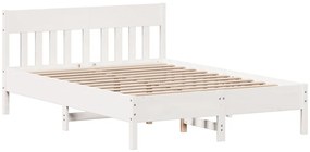 Cama sem colchão 160x200 cm madeira de pinho maciça branco