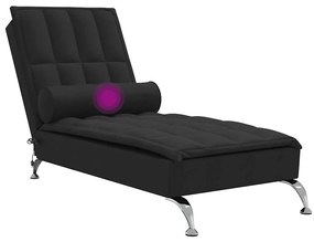 Chaise lounge de massagem com rolo tecido preto