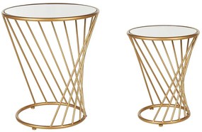 Conjunto de 2 mesas de apoio douradas com tampo de vidro TWIST Beliani