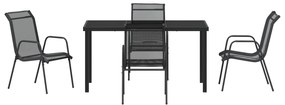Conjunto de Jantar de Jardim 5 Peças Preto Textilene e Aço