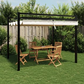 Gazebo de jardim com teto retrátil 3x3 m alumínio creme