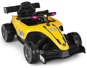 Carro Eléctrico Para Crianças 12V Carro Corrida Infantil 12 V com Controlo Remoto Sistema de Arranque Suave Música Amarelo