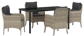 Conjunto de Jantar de Jardim com Almofadas Cinza Claro Vime PE