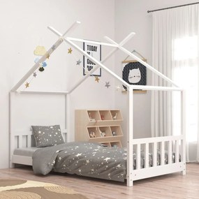 283367 vidaXL Estrutura de cama para crianças 70x140 cm pinho maciço branco