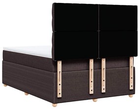 Cama com molas/colchão 160x200 cm tecido castanho-escuro