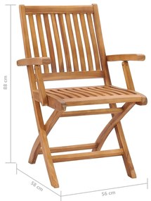 Cadeiras de jardim dobráveis c/ almofadões 6 pcs teca maciça