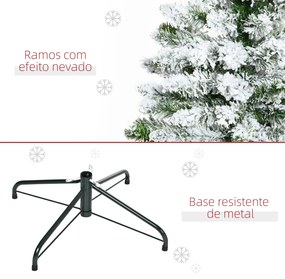 HOMCOM Árvore de Natal Artificial 120cm com Neve Ignífugo com 200 Ramo